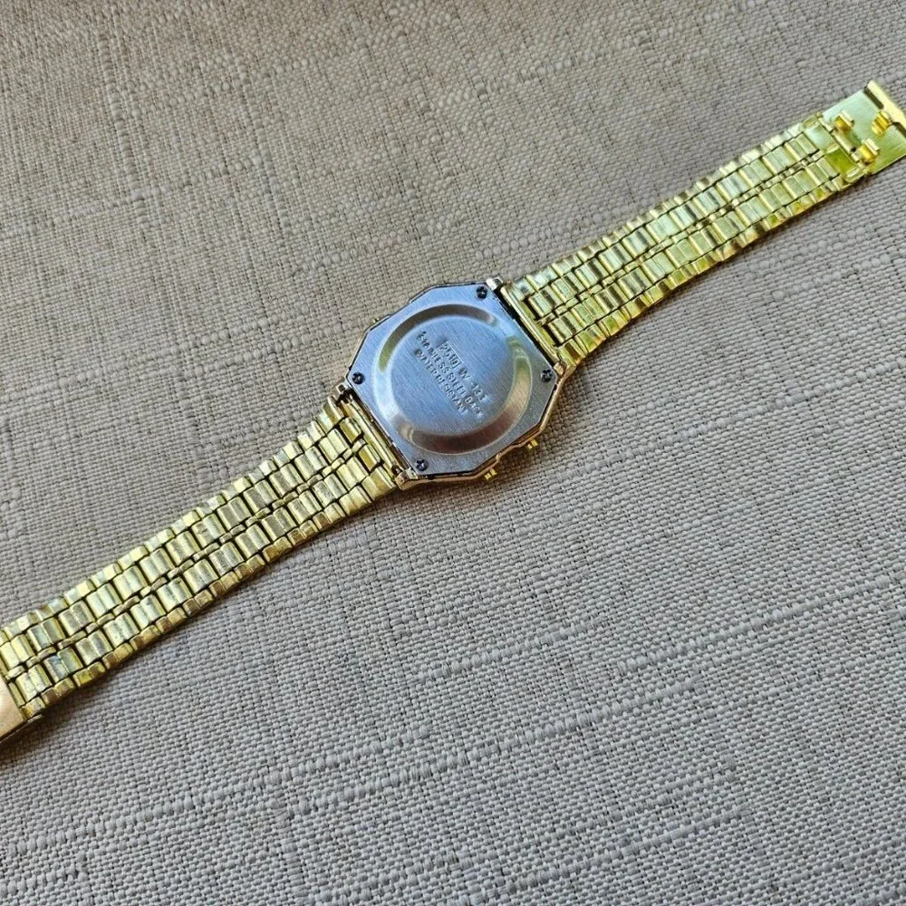 Women Wristwatch Yellow Gold Tone Digital Wrist Watch Multi Functional NEW - Picture 10 of 12